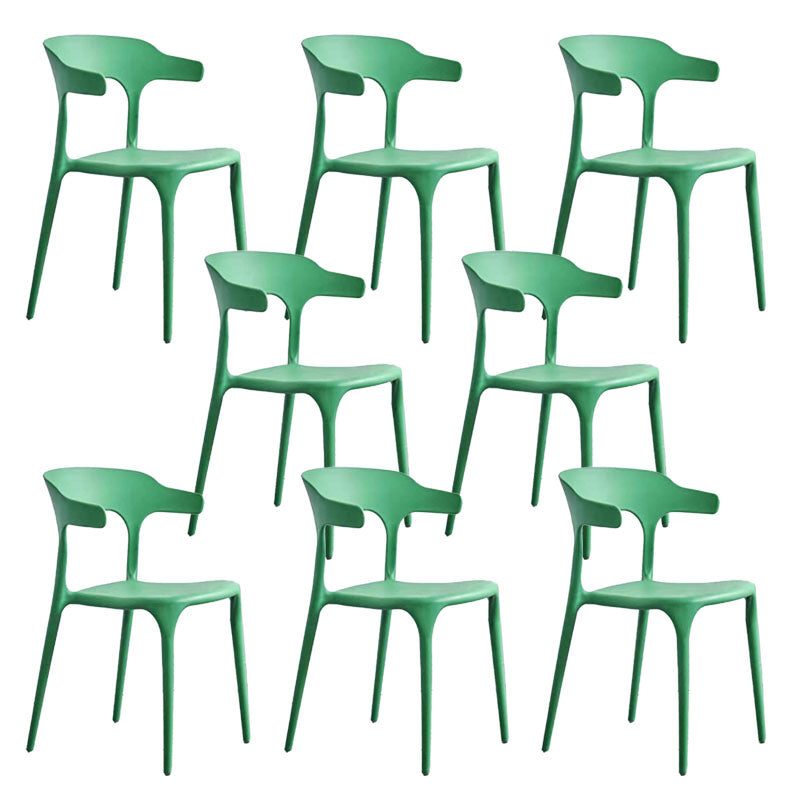 Contemporary Style Chair Kitchen Armless Chair with Plastic Legs Blackish Green 8 Piece Set Clearhalo 'Dining Chairs' 'Dining Tables & Seating' 'dining_chair' 'furn' 'furn_dining_chair' 'Furniture' 'furniture_dining_chair' 'Kitchen & Dining Furniture' 4809022