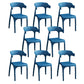Contemporary Style Chair Kitchen Armless Chair with Plastic Legs Blue 8 Piece Set Clearhalo 'Dining Chairs' 'Dining Tables & Seating' 'dining_chair' 'furn' 'furn_dining_chair' 'Furniture' 'furniture_dining_chair' 'Kitchen & Dining Furniture' 4809023