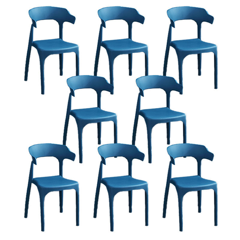 Contemporary Style Chair Kitchen Armless Chair with Plastic Legs Blue 8 Piece Set Clearhalo 'Dining Chairs' 'Dining Tables & Seating' 'dining_chair' 'furn' 'furn_dining_chair' 'Furniture' 'furniture_dining_chair' 'Kitchen & Dining Furniture' 4809023
