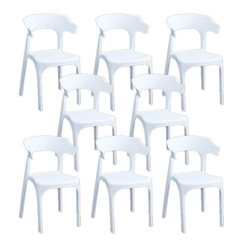 Contemporary Style Chair Kitchen Armless Chair with Plastic Legs White 8 Piece Set Clearhalo 'Dining Chairs' 'Dining Tables & Seating' 'dining_chair' 'furn' 'furn_dining_chair' 'Furniture' 'furniture_dining_chair' 'Kitchen & Dining Furniture' 4809025