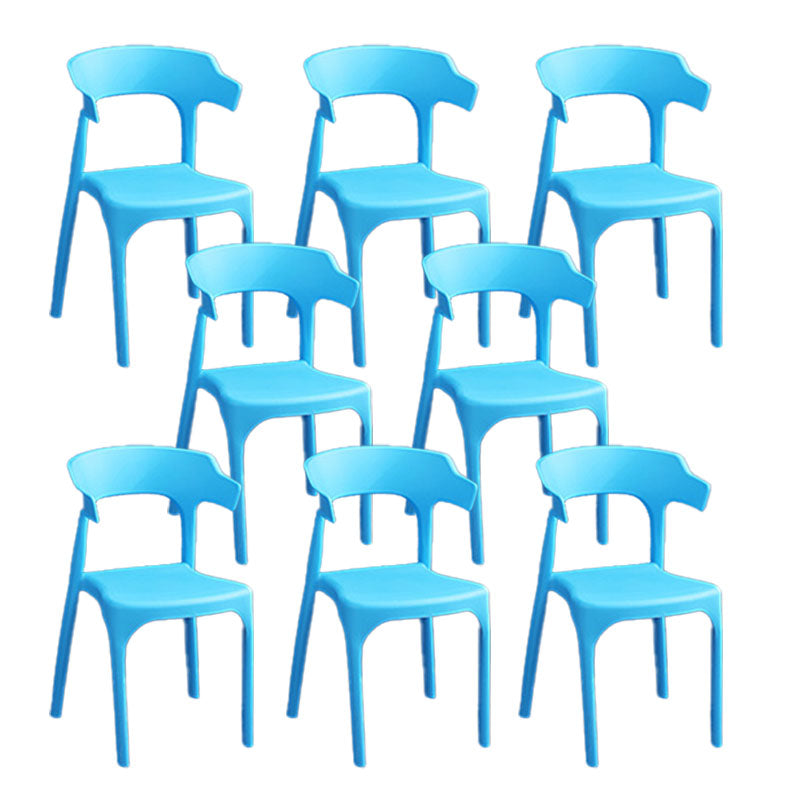 Contemporary Style Chair Kitchen Armless Chair with Plastic Legs Sky Blue 8 Piece Set Clearhalo 'Dining Chairs' 'Dining Tables & Seating' 'dining_chair' 'furn' 'furn_dining_chair' 'Furniture' 'furniture_dining_chair' 'Kitchen & Dining Furniture' 4809027