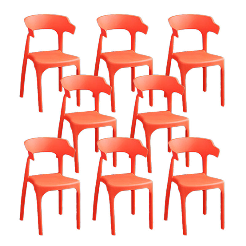 Contemporary Style Chair Kitchen Armless Chair with Plastic Legs Orange 8 Piece Set Clearhalo 'Dining Chairs' 'Dining Tables & Seating' 'dining_chair' 'furn' 'furn_dining_chair' 'Furniture' 'furniture_dining_chair' 'Kitchen & Dining Furniture' 4809029