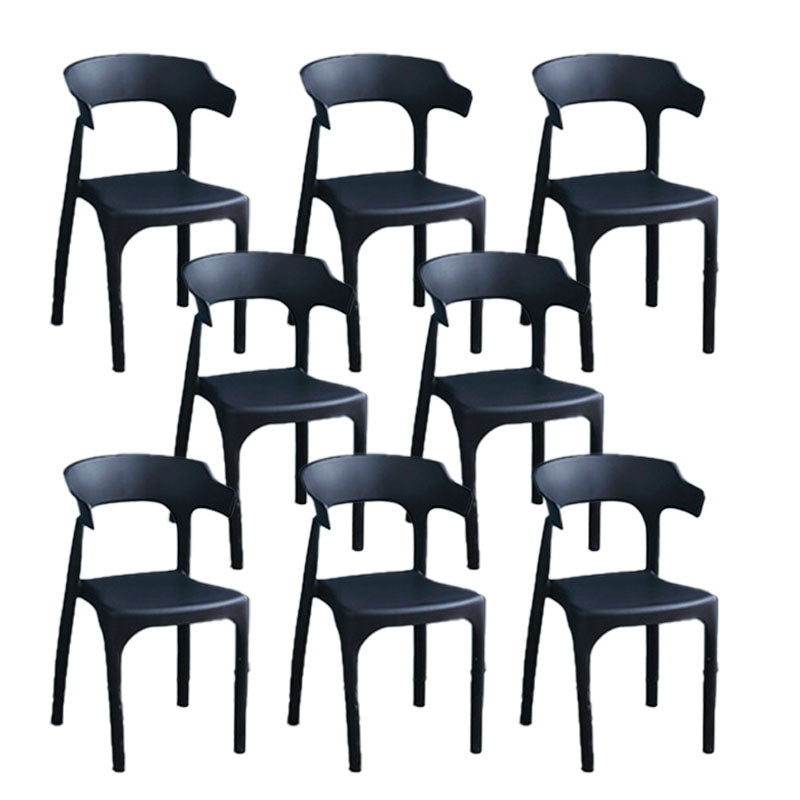 Contemporary Style Chair Kitchen Armless Chair with Plastic Legs Black 8 Piece Set Clearhalo 'Dining Chairs' 'Dining Tables & Seating' 'dining_chair' 'furn' 'furn_dining_chair' 'Furniture' 'furniture_dining_chair' 'Kitchen & Dining Furniture' 4809031