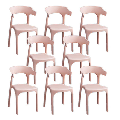 Contemporary Style Chair Kitchen Armless Chair with Plastic Legs Khaki 8 Piece Set Clearhalo 'Dining Chairs' 'Dining Tables & Seating' 'dining_chair' 'furn' 'furn_dining_chair' 'Furniture' 'furniture_dining_chair' 'Kitchen & Dining Furniture' 4809033