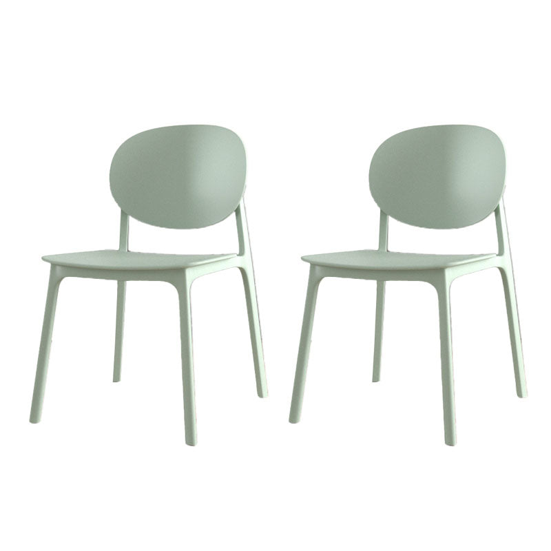 Contemporary Style Stackable Chair Kitchen Armless Chair with Plastic Legs Green Set of 2 Clearhalo 'Dining Chairs' 'Dining Tables & Seating' 'dining_chair' 'Furniture' 'furniture_dining_chair' 'Kitchen & Dining Furniture' 4809047