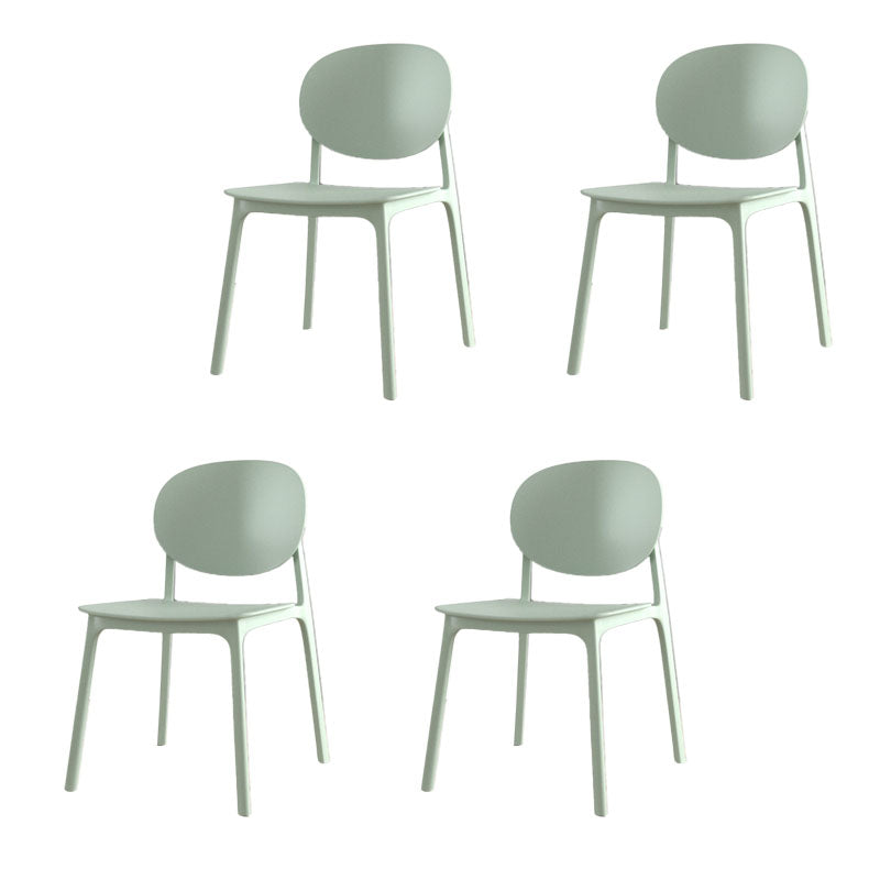 Contemporary Style Stackable Chair Kitchen Armless Chair with Plastic Legs Green Set of 4 Clearhalo 'Dining Chairs' 'Dining Tables & Seating' 'dining_chair' 'Furniture' 'furniture_dining_chair' 'Kitchen & Dining Furniture' 4809049