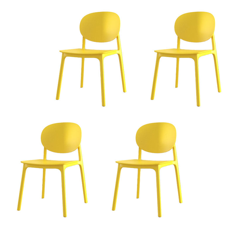 Contemporary Style Stackable Chair Kitchen Armless Chair with Plastic Legs Yellow Set of 4 Clearhalo 'Dining Chairs' 'Dining Tables & Seating' 'dining_chair' 'Furniture' 'furniture_dining_chair' 'Kitchen & Dining Furniture' 4809054