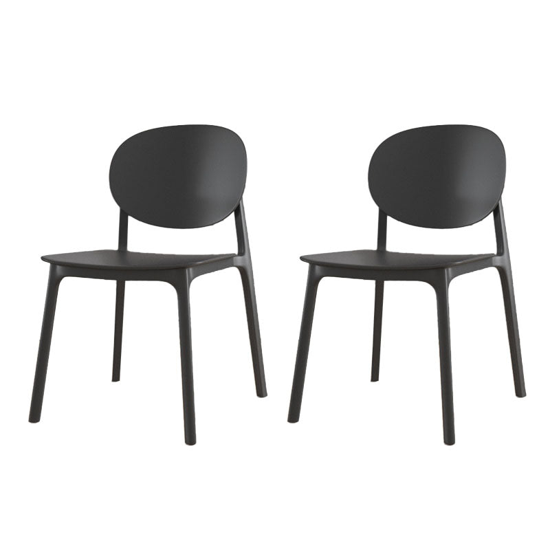 Contemporary Style Stackable Chair Kitchen Armless Chair with Plastic Legs Black Set of 2 Clearhalo 'Dining Chairs' 'Dining Tables & Seating' 'dining_chair' 'Furniture' 'furniture_dining_chair' 'Kitchen & Dining Furniture' 4809059