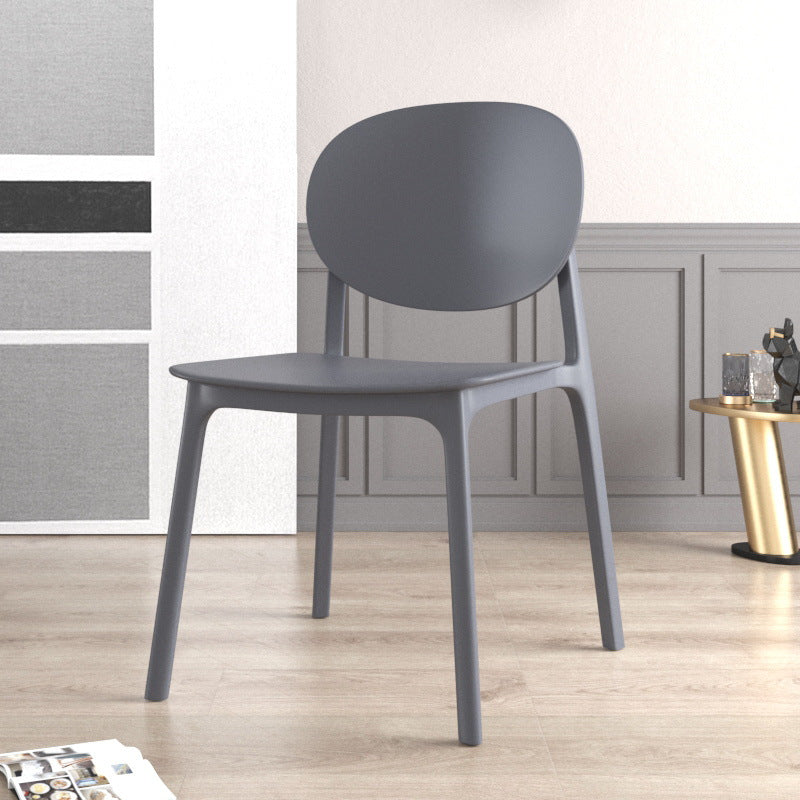 Contemporary Style Stackable Chair Kitchen Armless Chair with Plastic Legs Grey 1 Piece Clearhalo 'Dining Chairs' 'Dining Tables & Seating' 'dining_chair' 'Furniture' 'furniture_dining_chair' 'Kitchen & Dining Furniture' 4809062