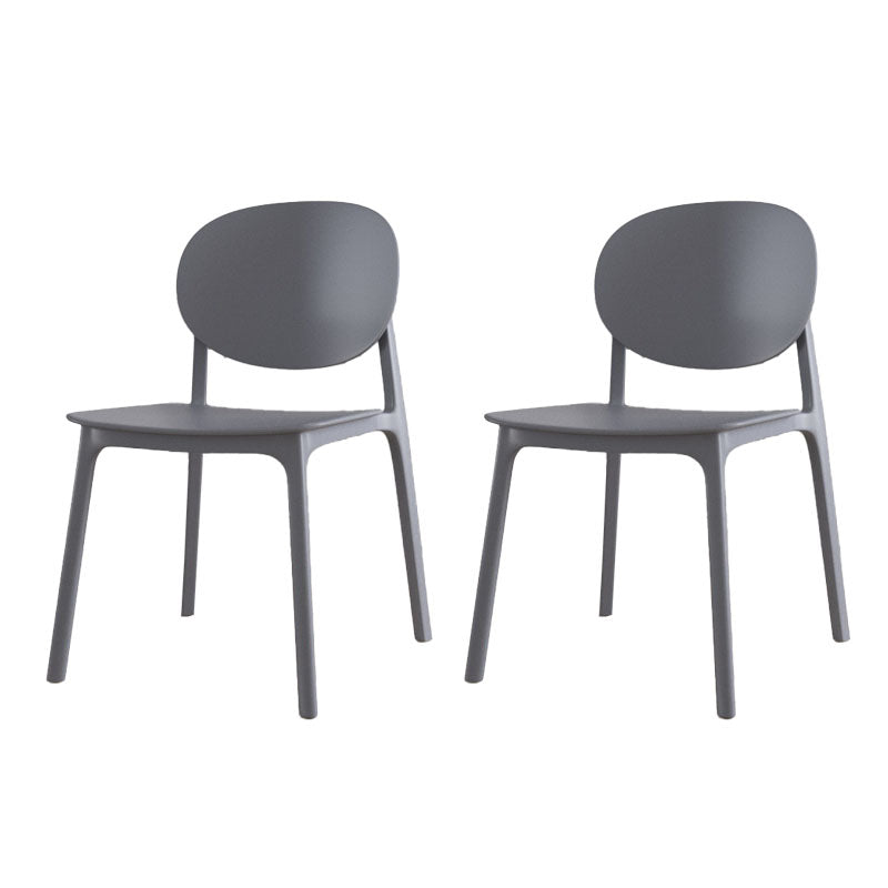 Contemporary Style Stackable Chair Kitchen Armless Chair with Plastic Legs Grey Set of 2 Clearhalo 'Dining Chairs' 'Dining Tables & Seating' 'dining_chair' 'Furniture' 'furniture_dining_chair' 'Kitchen & Dining Furniture' 4809064