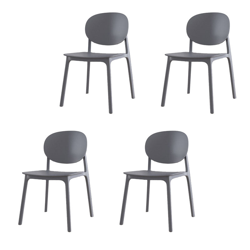 Contemporary Style Stackable Chair Kitchen Armless Chair with Plastic Legs Grey Set of 4 Clearhalo 'Dining Chairs' 'Dining Tables & Seating' 'dining_chair' 'Furniture' 'furniture_dining_chair' 'Kitchen & Dining Furniture' 4809066