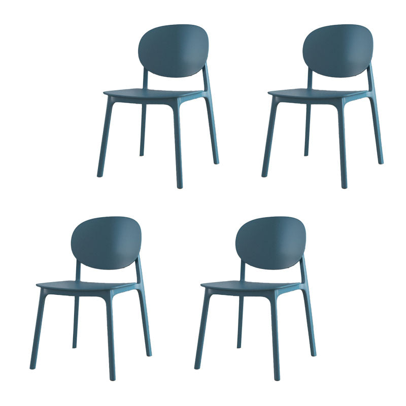 Contemporary Style Stackable Chair Kitchen Armless Chair with Plastic Legs Blue Set of 4 Clearhalo 'Dining Chairs' 'Dining Tables & Seating' 'dining_chair' 'Furniture' 'furniture_dining_chair' 'Kitchen & Dining Furniture' 4809070