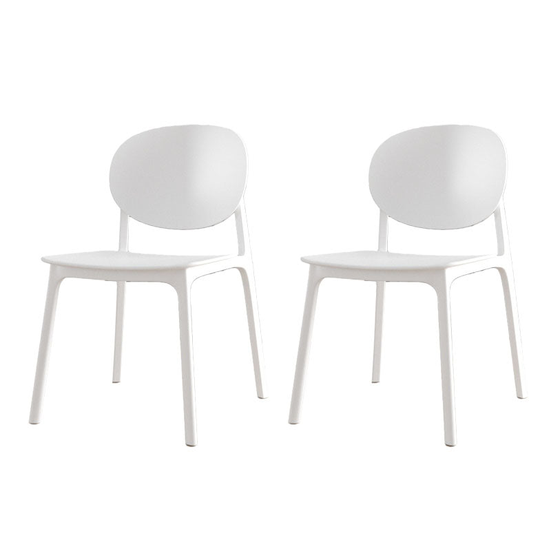 Contemporary Style Stackable Chair Kitchen Armless Chair with Plastic Legs White Set of 2 Clearhalo 'Dining Chairs' 'Dining Tables & Seating' 'dining_chair' 'Furniture' 'furniture_dining_chair' 'Kitchen & Dining Furniture' 4809072