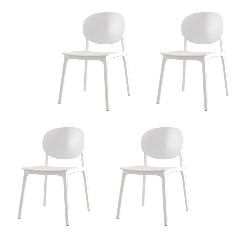 Contemporary Style Stackable Chair Kitchen Armless Chair with Plastic Legs White Set of 4 Clearhalo 'Dining Chairs' 'Dining Tables & Seating' 'dining_chair' 'Furniture' 'furniture_dining_chair' 'Kitchen & Dining Furniture' 4809073