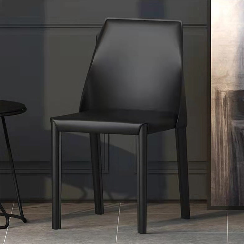 Leather Contemporary Modern Indoor-Outdoor Side Chair Parsons Chair Black 1 Piece Clearhalo 'Dining Chairs' 'Dining Tables & Seating' 'dining_chair' 'furn' 'furn_dining_chair' 'Furniture' 'furniture_dining_chair' 'Kitchen & Dining Furniture' 4809076