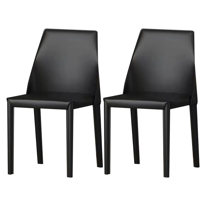 Leather Contemporary Modern Indoor-Outdoor Side Chair Parsons Chair Black 2 Piece Set Clearhalo 'Dining Chairs' 'Dining Tables & Seating' 'dining_chair' 'furn' 'furn_dining_chair' 'Furniture' 'furniture_dining_chair' 'Kitchen & Dining Furniture' 4809077