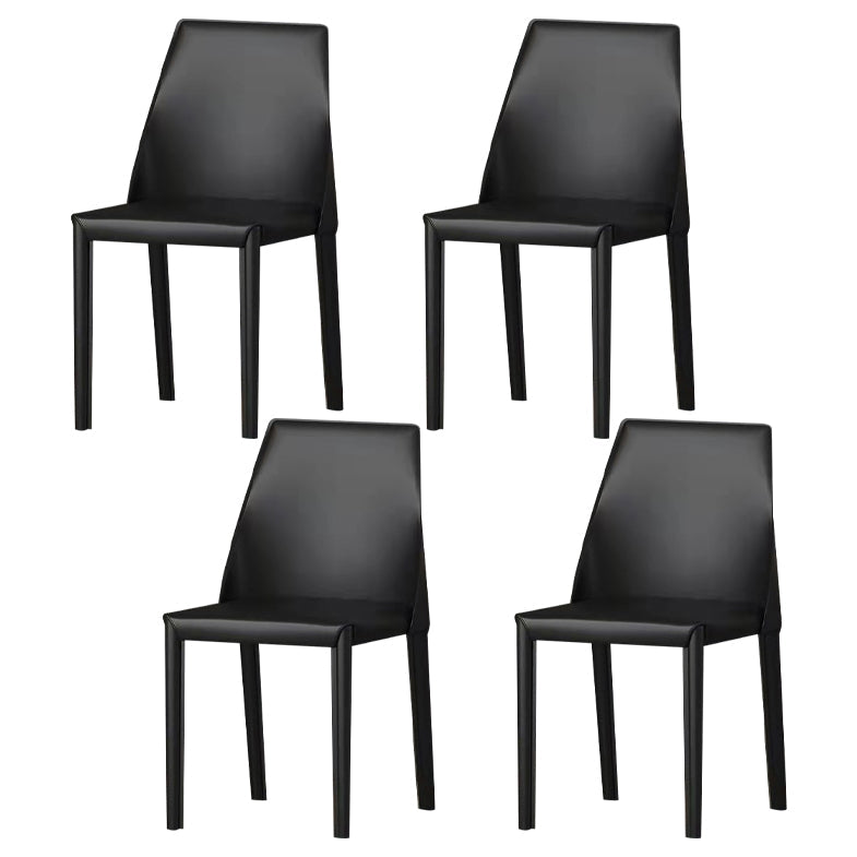 Leather Contemporary Modern Indoor-Outdoor Side Chair Parsons Chair Black 4 Piece Set Clearhalo 'Dining Chairs' 'Dining Tables & Seating' 'dining_chair' 'furn' 'furn_dining_chair' 'Furniture' 'furniture_dining_chair' 'Kitchen & Dining Furniture' 4809079