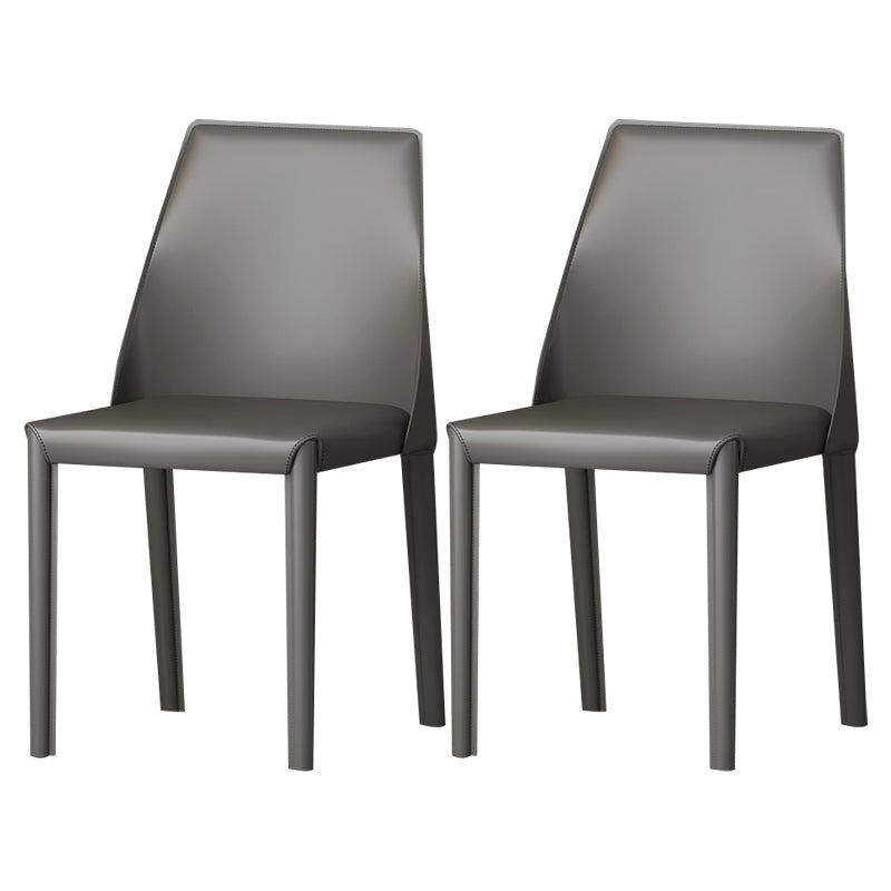 Leather Contemporary Modern Indoor-Outdoor Side Chair Parsons Chair Dark Gray 2 Piece Set Clearhalo 'Dining Chairs' 'Dining Tables & Seating' 'dining_chair' 'furn' 'furn_dining_chair' 'Furniture' 'furniture_dining_chair' 'Kitchen & Dining Furniture' 4809084
