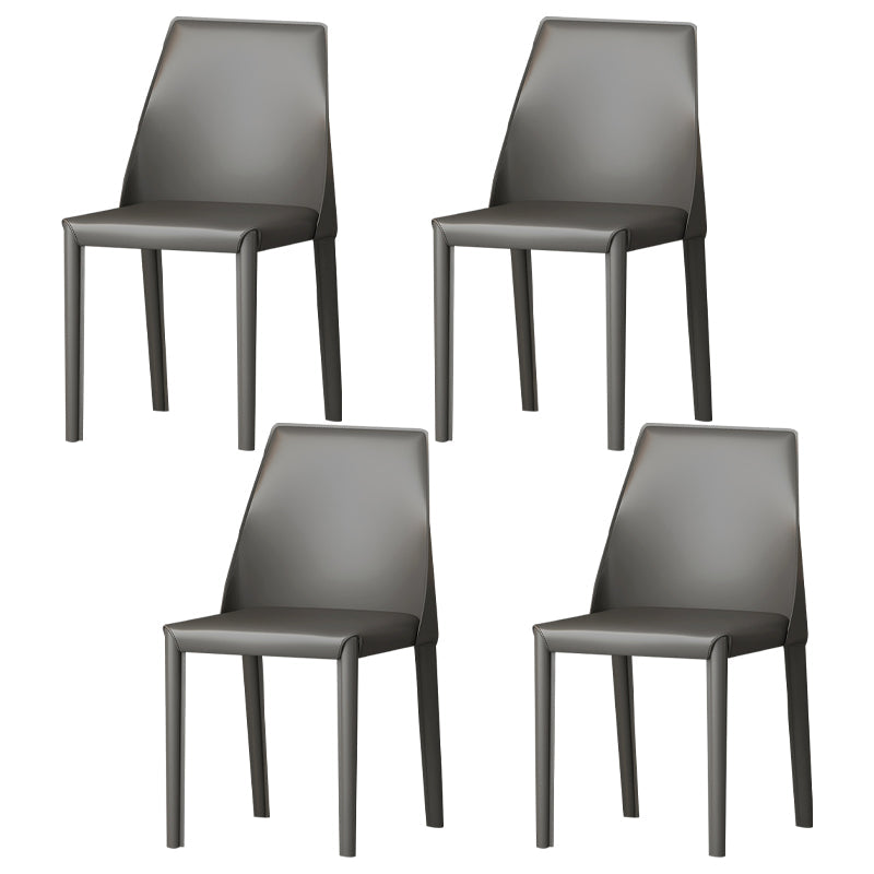 Leather Contemporary Modern Indoor-Outdoor Side Chair Parsons Chair Dark Gray 4 Piece Set Clearhalo 'Dining Chairs' 'Dining Tables & Seating' 'dining_chair' 'furn' 'furn_dining_chair' 'Furniture' 'furniture_dining_chair' 'Kitchen & Dining Furniture' 4809086