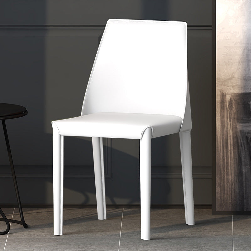 Leather Contemporary Modern Indoor-Outdoor Side Chair Parsons Chair White 1 Piece Clearhalo 'Dining Chairs' 'Dining Tables & Seating' 'dining_chair' 'furn' 'furn_dining_chair' 'Furniture' 'furniture_dining_chair' 'Kitchen & Dining Furniture' 4809092