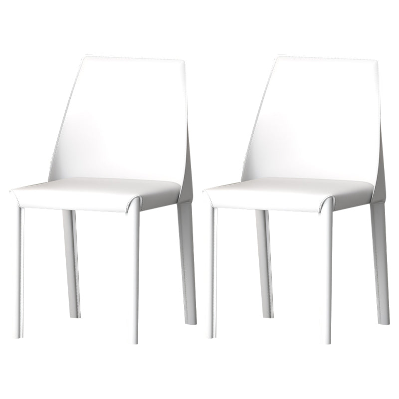 Leather Contemporary Modern Indoor-Outdoor Side Chair Parsons Chair White 2 Piece Set Clearhalo 'Dining Chairs' 'Dining Tables & Seating' 'dining_chair' 'furn' 'furn_dining_chair' 'Furniture' 'furniture_dining_chair' 'Kitchen & Dining Furniture' 4809093
