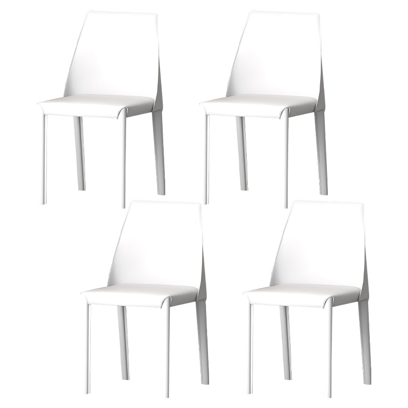 Leather Contemporary Modern Indoor-Outdoor Side Chair Parsons Chair White 4 Piece Set Clearhalo 'Dining Chairs' 'Dining Tables & Seating' 'dining_chair' 'furn' 'furn_dining_chair' 'Furniture' 'furniture_dining_chair' 'Kitchen & Dining Furniture' 4809095