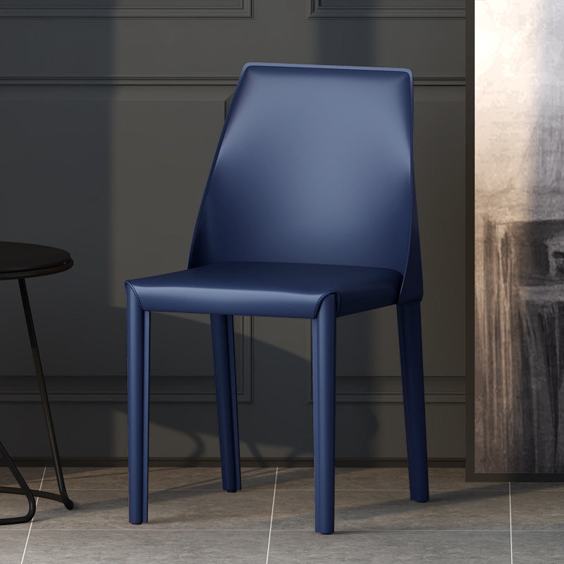Leather Contemporary Modern Indoor-Outdoor Side Chair Parsons Chair Blue 1 Piece Clearhalo 'Dining Chairs' 'Dining Tables & Seating' 'dining_chair' 'furn' 'furn_dining_chair' 'Furniture' 'furniture_dining_chair' 'Kitchen & Dining Furniture' 4809097