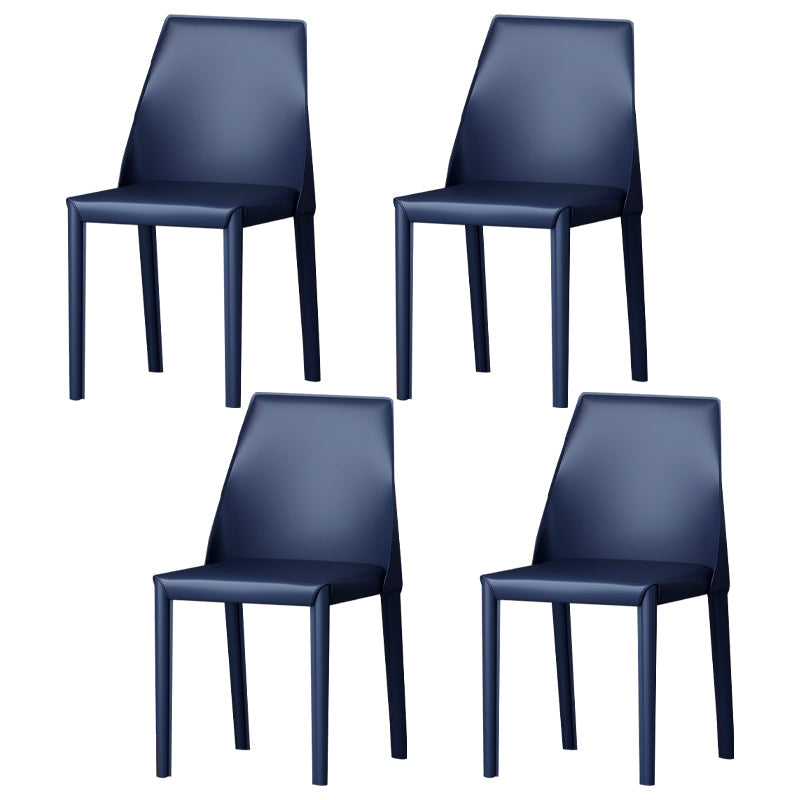 Leather Contemporary Modern Indoor-Outdoor Side Chair Parsons Chair Blue 4 Piece Set Clearhalo 'Dining Chairs' 'Dining Tables & Seating' 'dining_chair' 'furn' 'furn_dining_chair' 'Furniture' 'furniture_dining_chair' 'Kitchen & Dining Furniture' 4809100