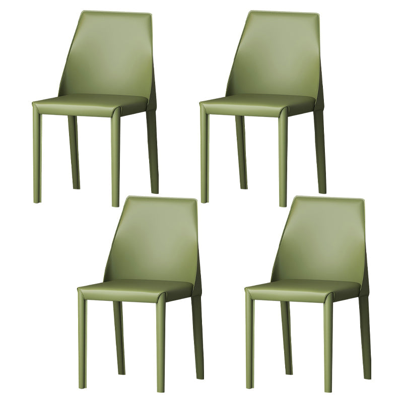 Leather Contemporary Modern Indoor-Outdoor Side Chair Parsons Chair Pea Green 4 Piece Set Clearhalo 'Dining Chairs' 'Dining Tables & Seating' 'dining_chair' 'furn' 'furn_dining_chair' 'Furniture' 'furniture_dining_chair' 'Kitchen & Dining Furniture' 4809103
