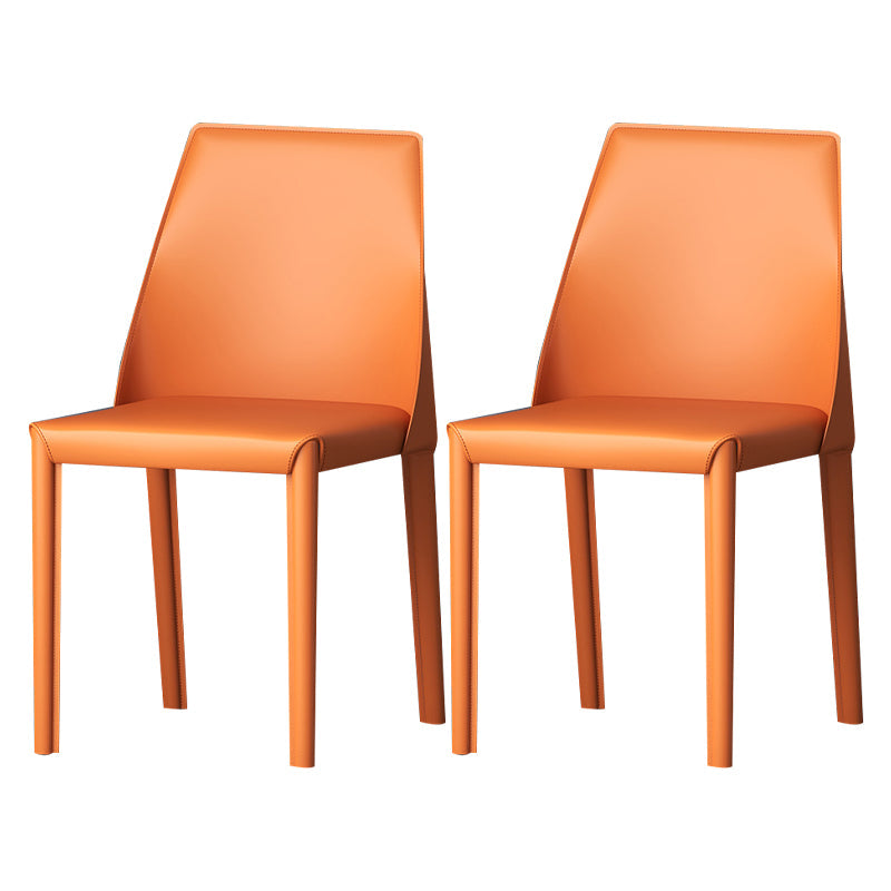 Leather Contemporary Modern Indoor-Outdoor Side Chair Parsons Chair Orange 2 Piece Set Clearhalo 'Dining Chairs' 'Dining Tables & Seating' 'dining_chair' 'furn' 'furn_dining_chair' 'Furniture' 'furniture_dining_chair' 'Kitchen & Dining Furniture' 4809105
