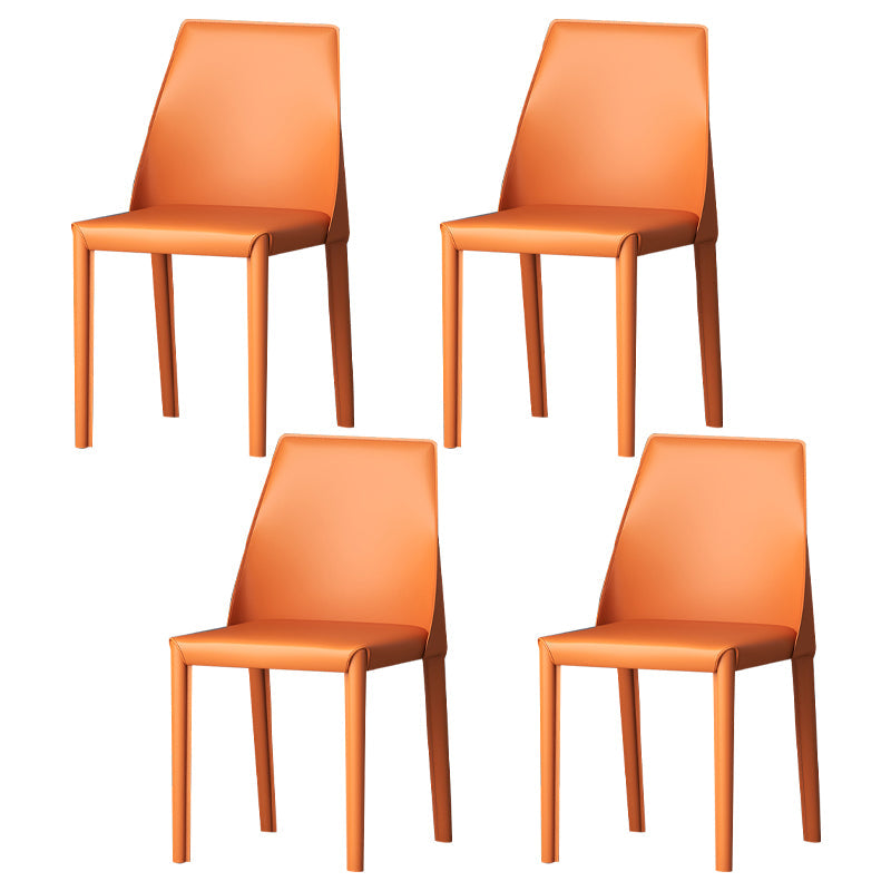 Leather Contemporary Modern Indoor-Outdoor Side Chair Parsons Chair Orange 4 Piece Set Clearhalo 'Dining Chairs' 'Dining Tables & Seating' 'dining_chair' 'furn' 'furn_dining_chair' 'Furniture' 'furniture_dining_chair' 'Kitchen & Dining Furniture' 4809106