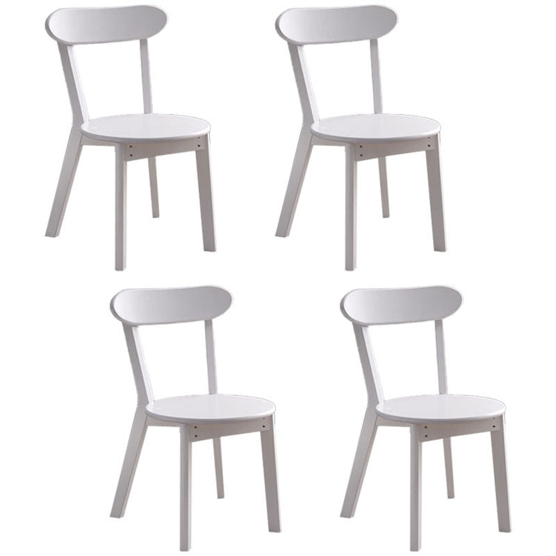 Contemporary Style Open Back Chairs Wood Kitchen Armless Chair White 4 Piece Set Clearhalo 'Dining Chairs' 'Dining Tables & Seating' 'dining_chair' 'furn' 'furn_dining_chair' 'Furniture' 'furniture_dining_chair' 'Kitchen & Dining Furniture' 4809148