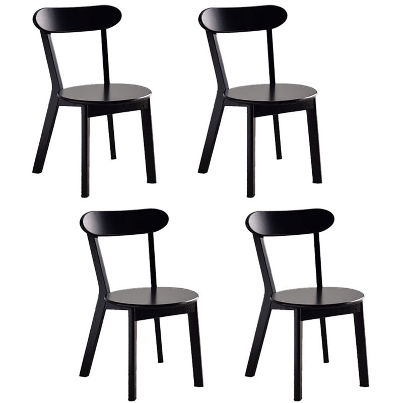 Contemporary Style Open Back Chairs Wood Kitchen Armless Chair Black 4 Piece Set Clearhalo 'Dining Chairs' 'Dining Tables & Seating' 'dining_chair' 'furn' 'furn_dining_chair' 'Furniture' 'furniture_dining_chair' 'Kitchen & Dining Furniture' 4809154