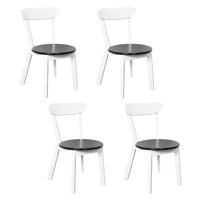 Contemporary Style Open Back Chairs Wood Kitchen Armless Chair White-Black 4 Piece Set Clearhalo 'Dining Chairs' 'Dining Tables & Seating' 'dining_chair' 'furn' 'furn_dining_chair' 'Furniture' 'furniture_dining_chair' 'Kitchen & Dining Furniture' 4809160
