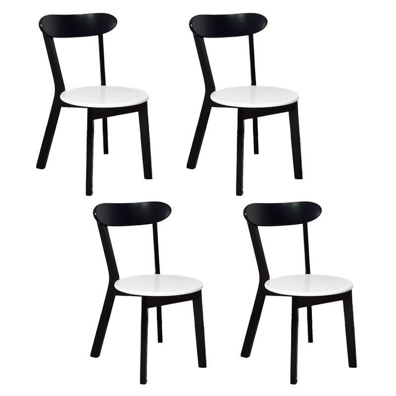 Contemporary Style Open Back Chairs Wood Kitchen Armless Chair Black White 4 Piece Set Clearhalo 'Dining Chairs' 'Dining Tables & Seating' 'dining_chair' 'furn' 'furn_dining_chair' 'Furniture' 'furniture_dining_chair' 'Kitchen & Dining Furniture' 4809163