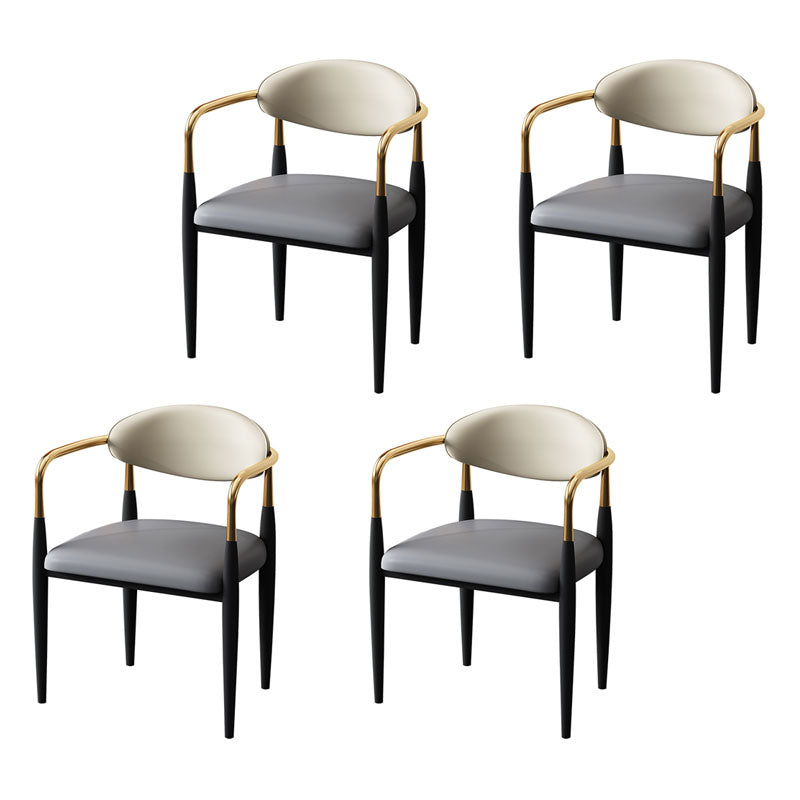 Contemporary Style Chairs Kitchen Arm Side Chair with Metal Legs Grey 4 Piece Set Clearhalo 'Dining Chairs' 'Dining Tables & Seating' 'dining_chair' 'furn' 'furn_dining_chair' 'Furniture' 'furniture_dining_chair' 'Kitchen & Dining Furniture' 4809169