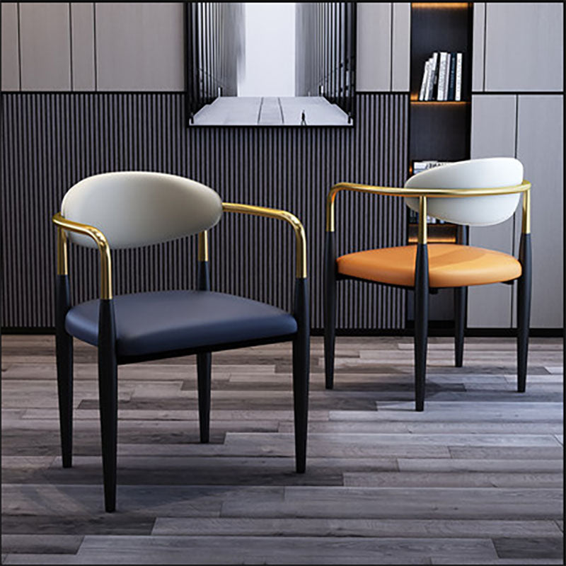 Contemporary Style Chairs Kitchen Arm Side Chair with Metal Legs Clearhalo 'Dining Chairs' 'Dining Tables & Seating' 'dining_chair' 'furn' 'furn_dining_chair' 'Furniture' 'furniture_dining_chair' 'Kitchen & Dining Furniture' 4809171