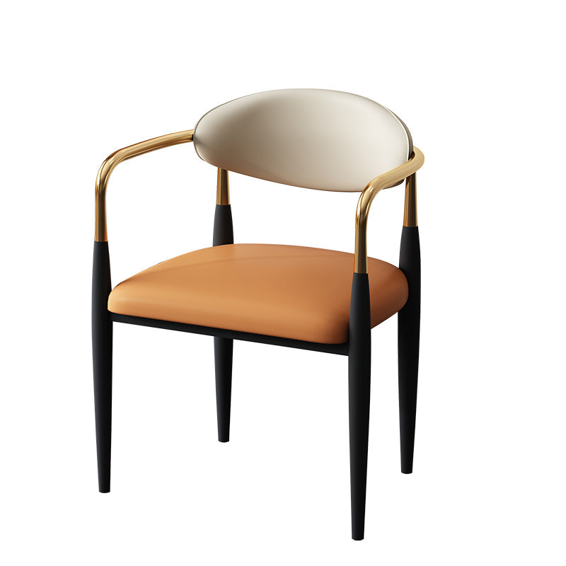 Contemporary Style Chairs Kitchen Arm Side Chair with Metal Legs Orange 1 Piece Clearhalo 'Dining Chairs' 'Dining Tables & Seating' 'dining_chair' 'furn' 'furn_dining_chair' 'Furniture' 'furniture_dining_chair' 'Kitchen & Dining Furniture' 4809172
