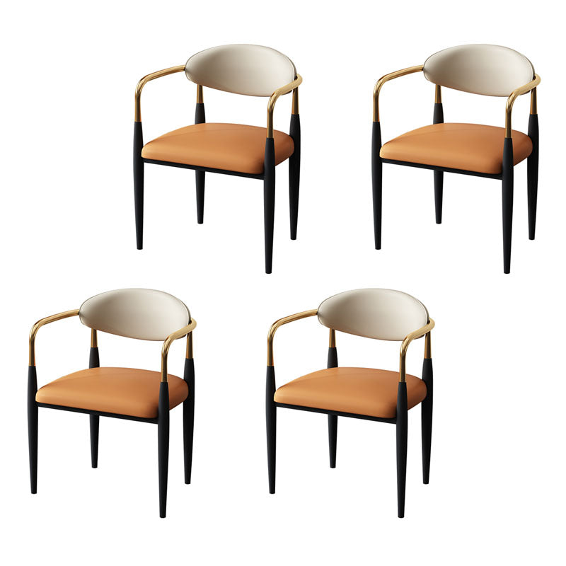 Contemporary Style Chairs Kitchen Arm Side Chair with Metal Legs Orange 4 Piece Set Clearhalo 'Dining Chairs' 'Dining Tables & Seating' 'dining_chair' 'furn' 'furn_dining_chair' 'Furniture' 'furniture_dining_chair' 'Kitchen & Dining Furniture' 4809175