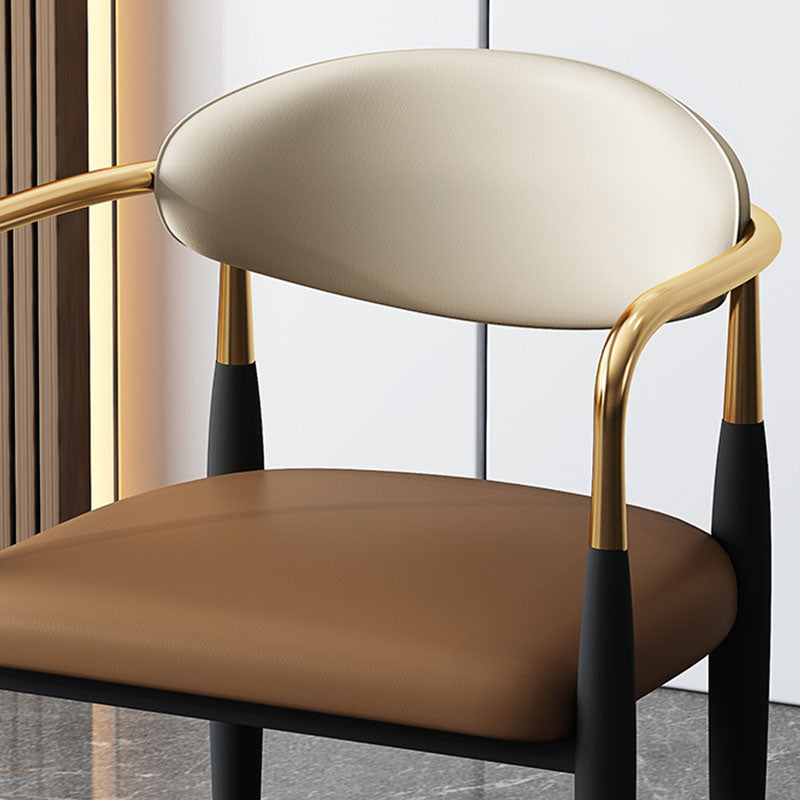 Contemporary Style Chairs Kitchen Arm Side Chair with Metal Legs Clearhalo 'Dining Chairs' 'Dining Tables & Seating' 'dining_chair' 'furn' 'furn_dining_chair' 'Furniture' 'furniture_dining_chair' 'Kitchen & Dining Furniture' 4809176