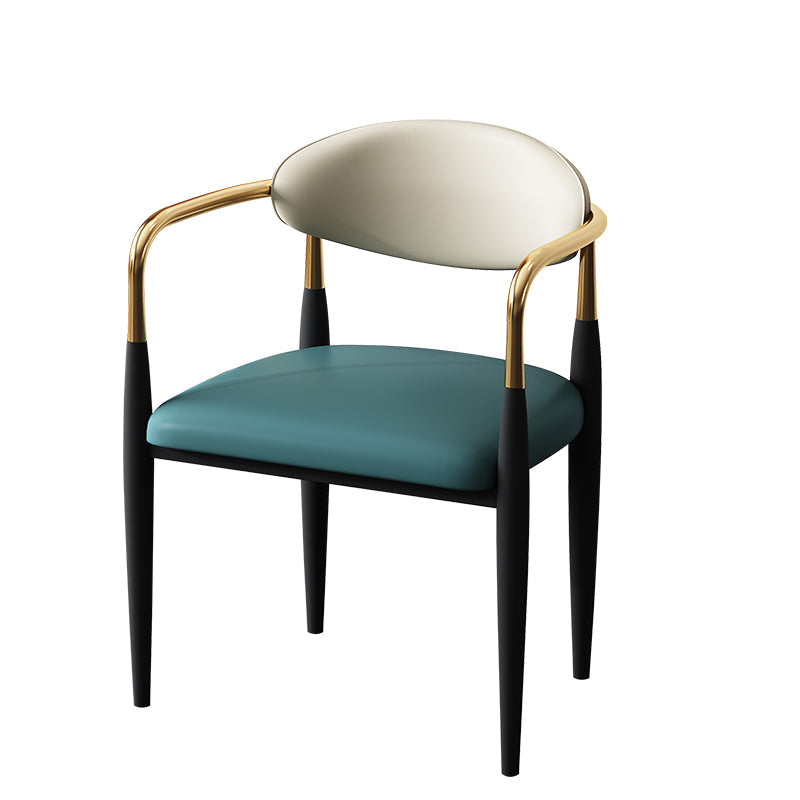 Contemporary Style Chairs Kitchen Arm Side Chair with Metal Legs Green 1 Piece Clearhalo 'Dining Chairs' 'Dining Tables & Seating' 'dining_chair' 'furn' 'furn_dining_chair' 'Furniture' 'furniture_dining_chair' 'Kitchen & Dining Furniture' 4809183