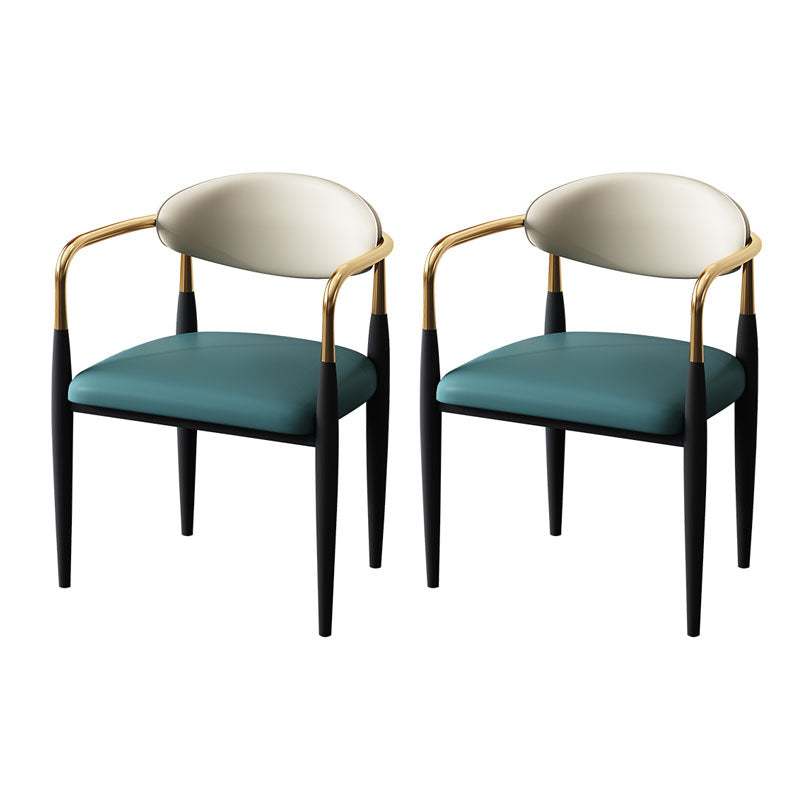 Contemporary Style Chairs Kitchen Arm Side Chair with Metal Legs Green 2 Piece Set Clearhalo 'Dining Chairs' 'Dining Tables & Seating' 'dining_chair' 'furn' 'furn_dining_chair' 'Furniture' 'furniture_dining_chair' 'Kitchen & Dining Furniture' 4809186