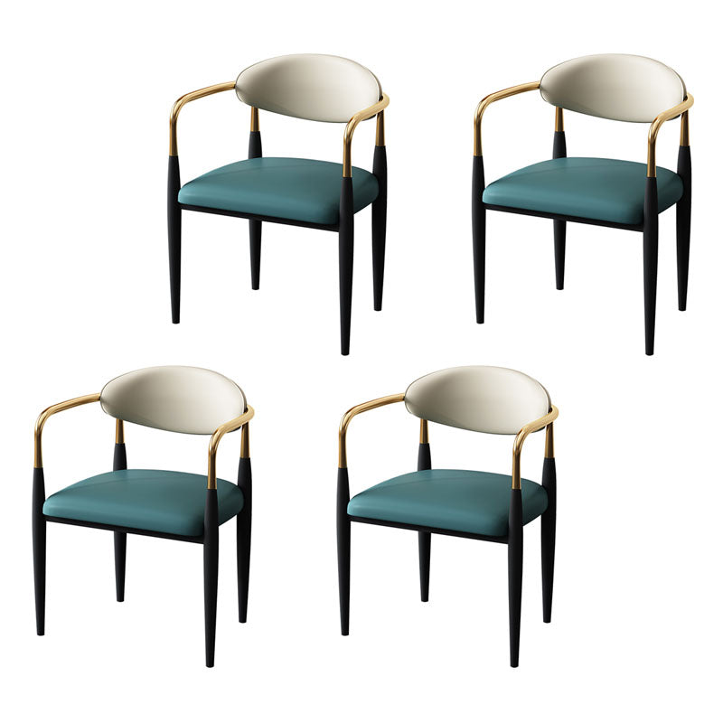 Contemporary Style Chairs Kitchen Arm Side Chair with Metal Legs Green 4 Piece Set Clearhalo 'Dining Chairs' 'Dining Tables & Seating' 'dining_chair' 'furn' 'furn_dining_chair' 'Furniture' 'furniture_dining_chair' 'Kitchen & Dining Furniture' 4809188