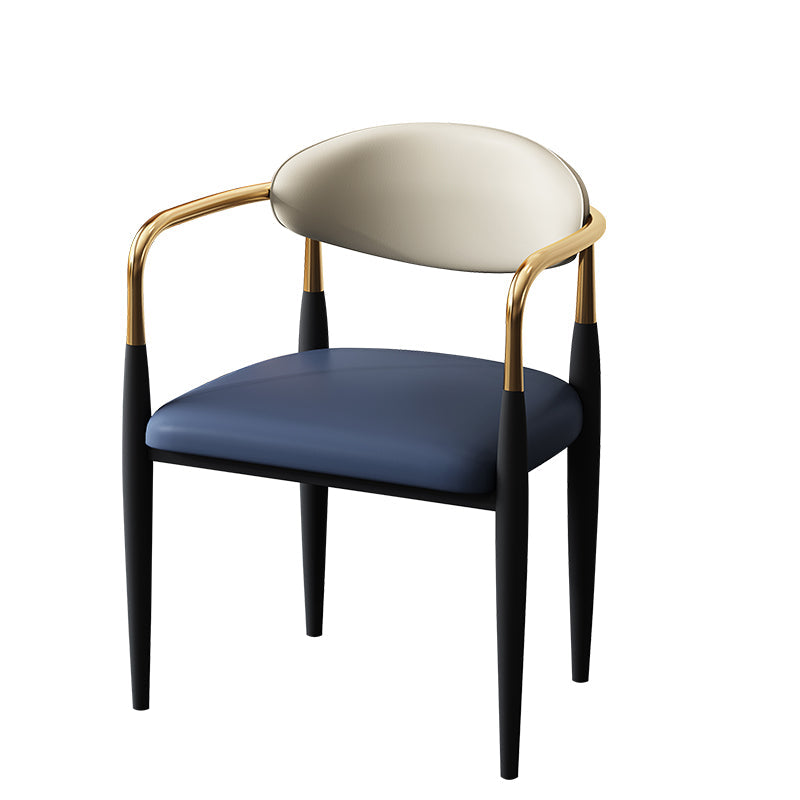 Contemporary Style Chairs Kitchen Arm Side Chair with Metal Legs Blue 1 Piece Clearhalo 'Dining Chairs' 'Dining Tables & Seating' 'dining_chair' 'furn' 'furn_dining_chair' 'Furniture' 'furniture_dining_chair' 'Kitchen & Dining Furniture' 4809189
