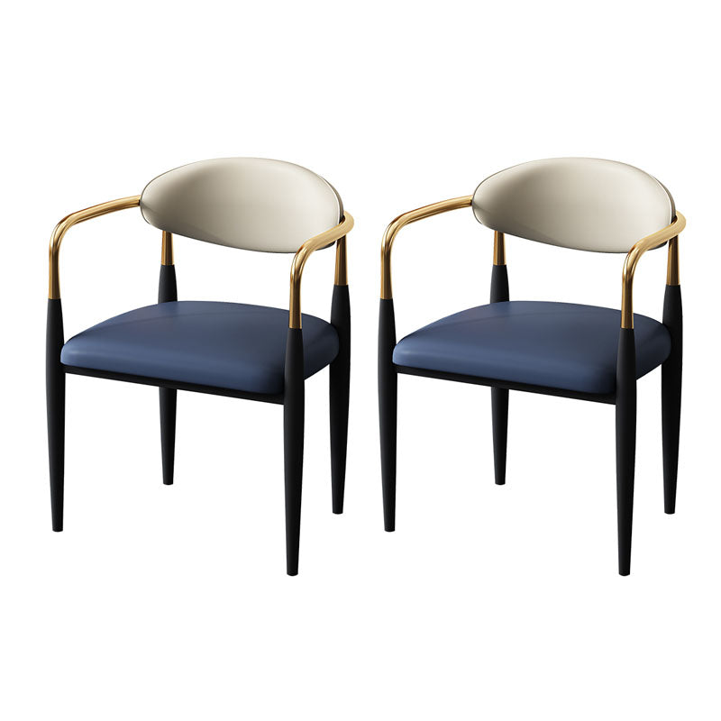 Contemporary Style Chairs Kitchen Arm Side Chair with Metal Legs Blue 2 Piece Set Clearhalo 'Dining Chairs' 'Dining Tables & Seating' 'dining_chair' 'furn' 'furn_dining_chair' 'Furniture' 'furniture_dining_chair' 'Kitchen & Dining Furniture' 4809190