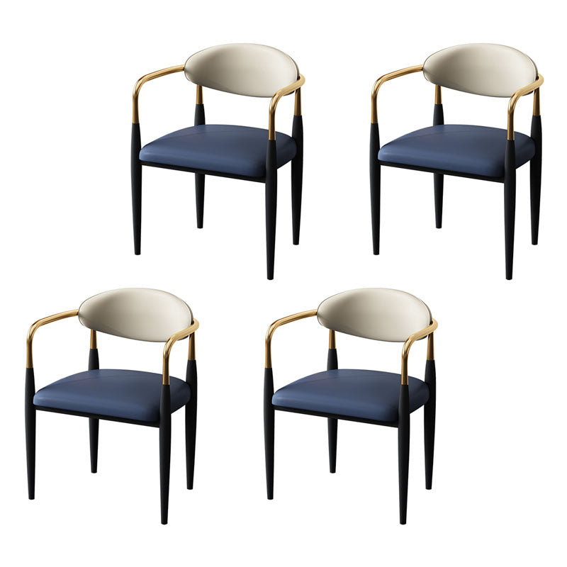 Contemporary Style Chairs Kitchen Arm Side Chair with Metal Legs Blue 4 Piece Set Clearhalo 'Dining Chairs' 'Dining Tables & Seating' 'dining_chair' 'furn' 'furn_dining_chair' 'Furniture' 'furniture_dining_chair' 'Kitchen & Dining Furniture' 4809191