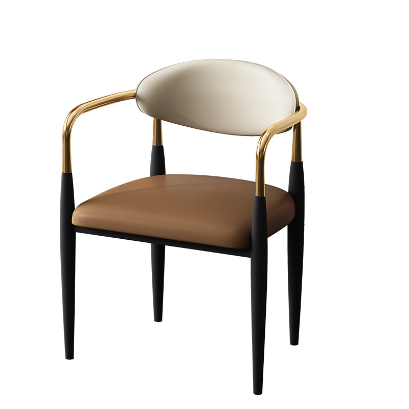 Contemporary Style Chairs Kitchen Arm Side Chair with Metal Legs Coffee 1 Piece Clearhalo 'Dining Chairs' 'Dining Tables & Seating' 'dining_chair' 'furn' 'furn_dining_chair' 'Furniture' 'furniture_dining_chair' 'Kitchen & Dining Furniture' 4809192