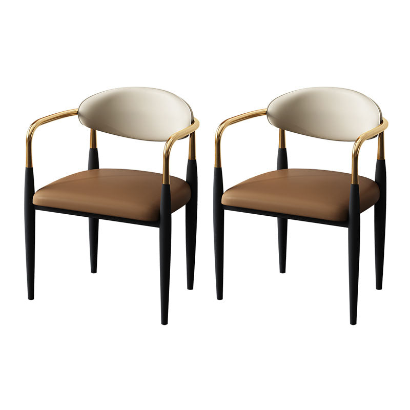 Contemporary Style Chairs Kitchen Arm Side Chair with Metal Legs Coffee 2 Piece Set Clearhalo 'Dining Chairs' 'Dining Tables & Seating' 'dining_chair' 'furn' 'furn_dining_chair' 'Furniture' 'furniture_dining_chair' 'Kitchen & Dining Furniture' 4809193