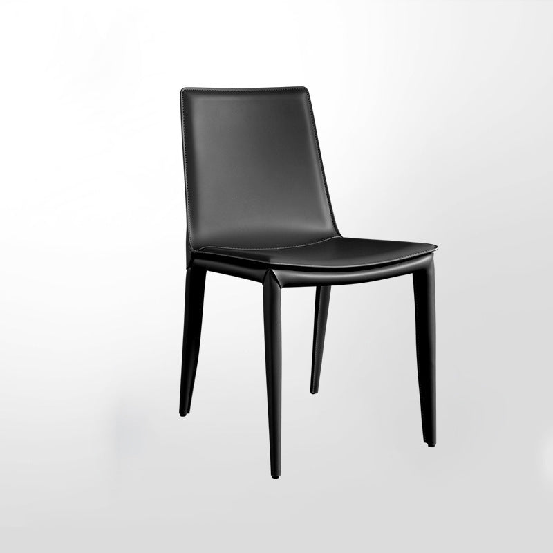 Leather Contemporary Modern Indoor-Outdoor Side Chair Solid Back Chair Black 1 Piece Clearhalo 'Dining Chairs' 'Dining Tables & Seating' 'dining_chair' 'furn' 'furn_dining_chair' 'Furniture' 'furniture_dining_chair' 'Kitchen & Dining Furniture' 4809197