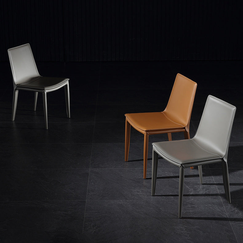 Leather Contemporary Modern Indoor-Outdoor Side Chair Solid Back Chair Clearhalo 'Dining Chairs' 'Dining Tables & Seating' 'dining_chair' 'furn' 'furn_dining_chair' 'Furniture' 'furniture_dining_chair' 'Kitchen & Dining Furniture' 4809198